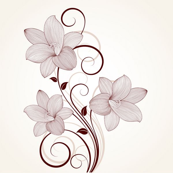 پس زمینه گل های زیبا با گل های زنبق عنصر برای طراحی