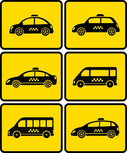 مجموعه ای از ماشین های با نماد تاکسی
