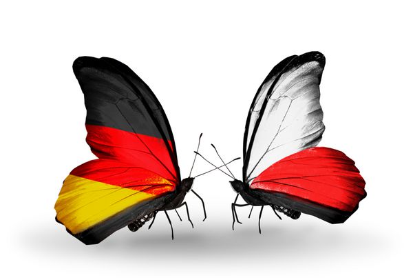 دو پروانه با پرچم آلمان و لهستان