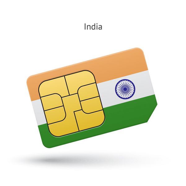 سیم کارت تلفن همراه هند با پرچم