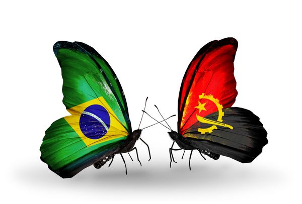 دو پروانه با پرچم برزیل و آنگولا