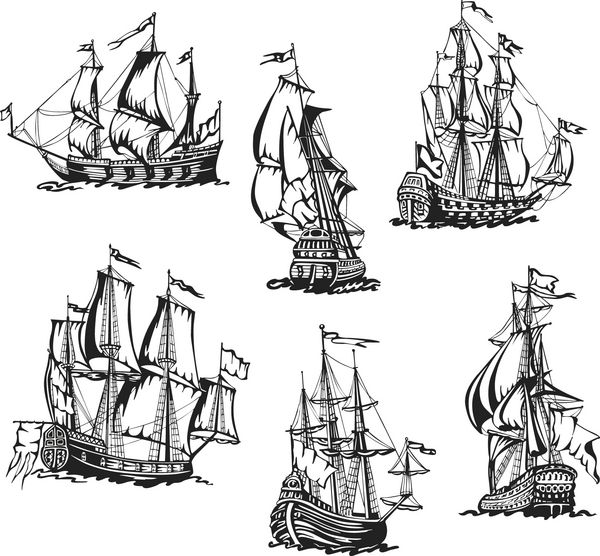 طرحی از کشتی های بادبانی
