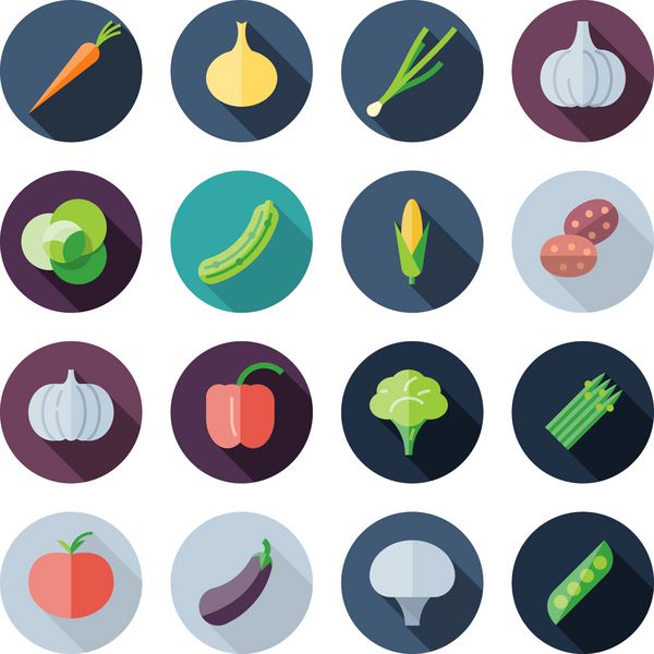 نمادهای طراحی تخت برای سبزیجات