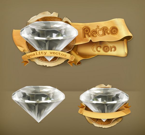 نماد وکتور رترو الماس