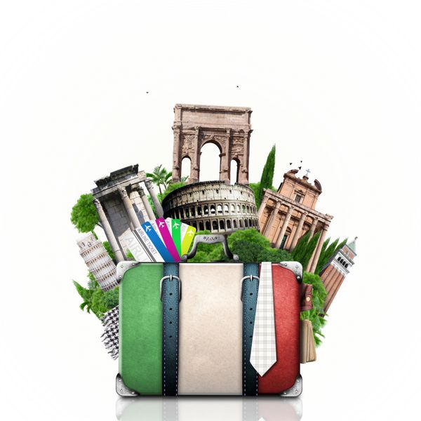 ایتالیا جاذبه های ایتالیا و چمدان رترو سفر