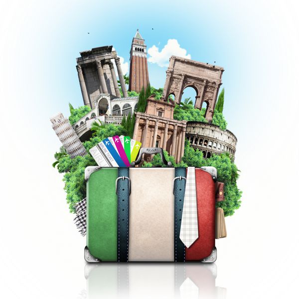 ایتالیا جاذبه های ایتالیا و چمدان رترو سفر