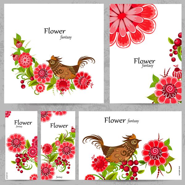 مجموعه ای از کارت های تبریک گل برای طرح شما