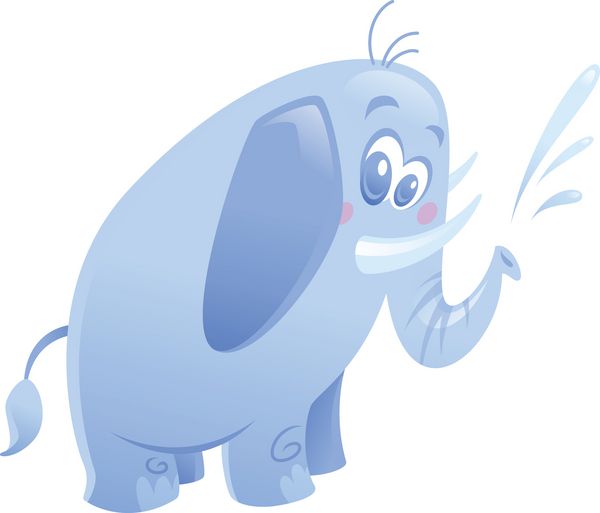 کارتونی حیوان فیل بنفش ناز در حال تف کردن آب