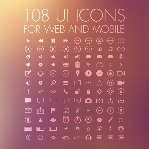 108 آیکون برای وب و موبایل