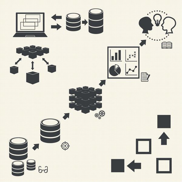 مجموعه آیکون های داده بزرگ مفهوم داده کاوی