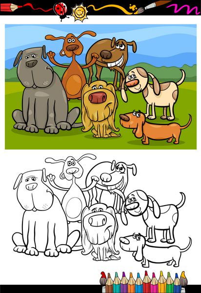 کتاب رنگ آمیزی کارتونی گروه سگ ها
