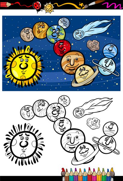 کتاب رنگ آمیزی کارتونی منظومه شمسی