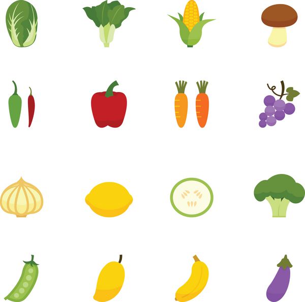 نمادهای سبزیجات و میوه ها
