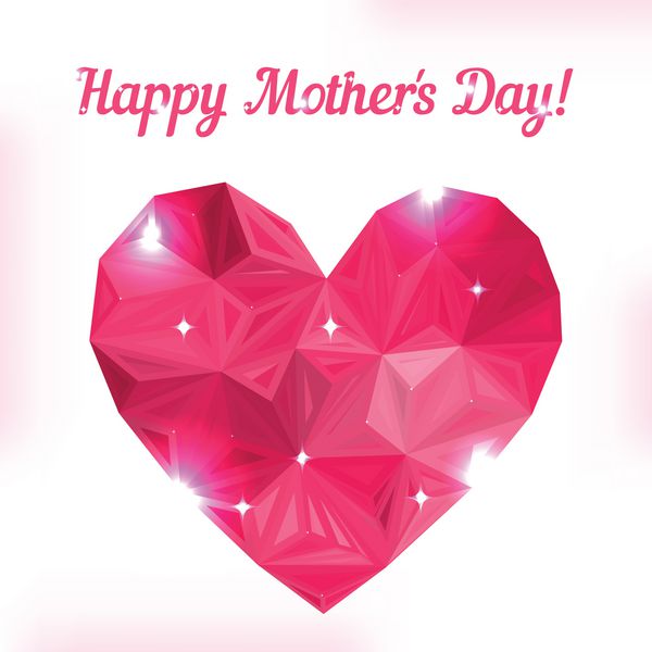 روز مادر مبارک نماد عشق قلب اوریگامی صورتی روی سفید