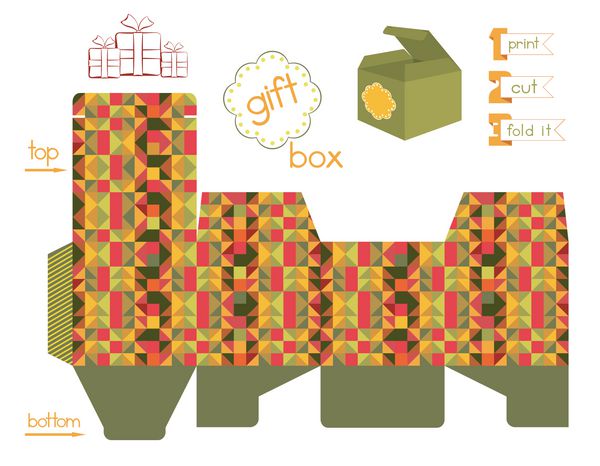 جعبه هدیه قابل چاپ با طرح موزاییک