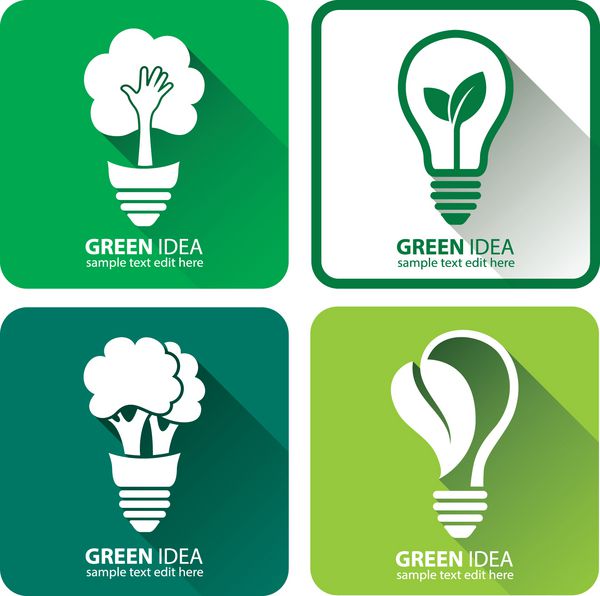 لامپ سبز ایده اکولوژی با وکتور گیاهی
