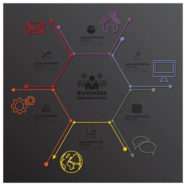اینفوگرافیک تجاری شکل خط هندسی شش ضلعی مدرن