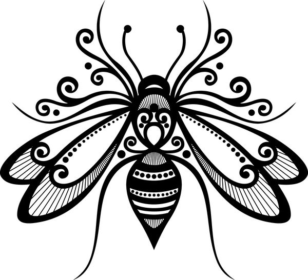 وکتور زنبور زیبا حشره عجیب و غریب طرح طرح دار تاتو