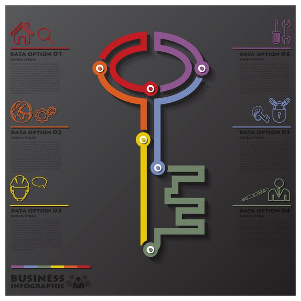 اینفوگرافیک کسب و کار جدول زمانی اتصال کلید شکل