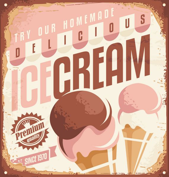 مفهوم طراحی علامت قلع بستنی رترو
