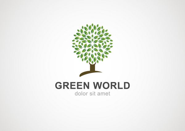 الگوی طراحی لوگو وکتور درخت دایره سبز باغ یا اکولوژی