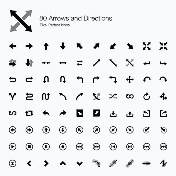 80 فلش و جهت نمادهای پیکسل کامل