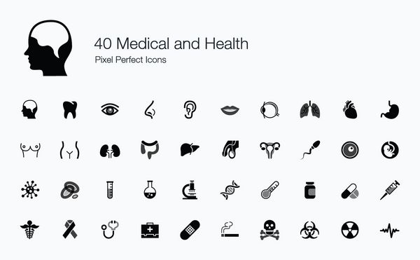 40 نماد پزشکی و سلامت Pixel Perfect