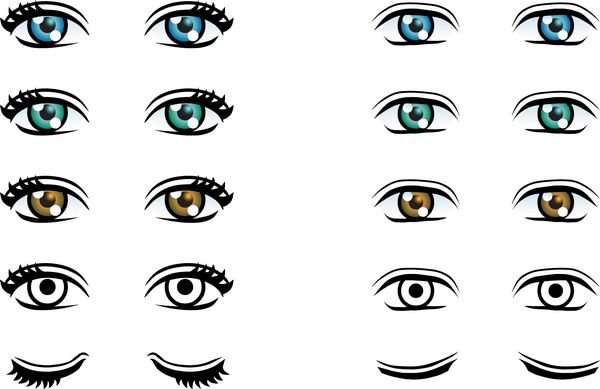 وکتور چشمان زن و مرد در رنگ های مختلف