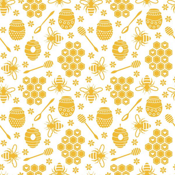 الگوی بدون درز با زنبورها و عسل