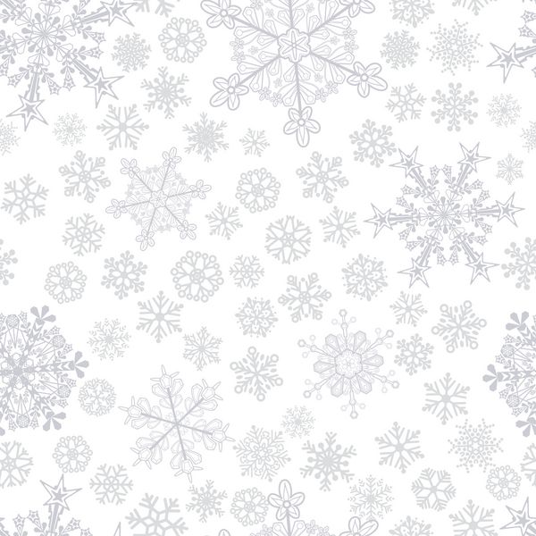 الگوی بدون درز کریسمس از دانه های برف خاکستری روی سفید