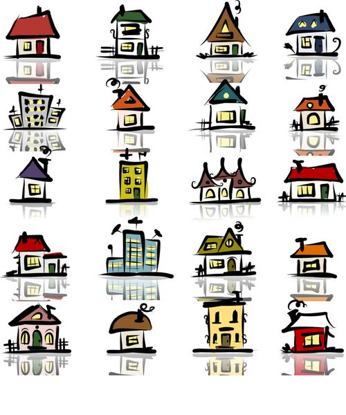 مجموعه ای از خانه ها طرح برای طراحی شما