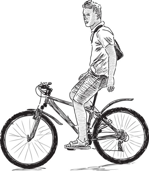 مرد جوان سوار بر دوچرخه
