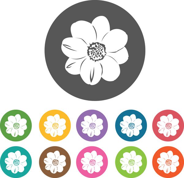نماد کروکوس مجموعه آیکون گل 12 دکمه رنگارنگ گرد وتو