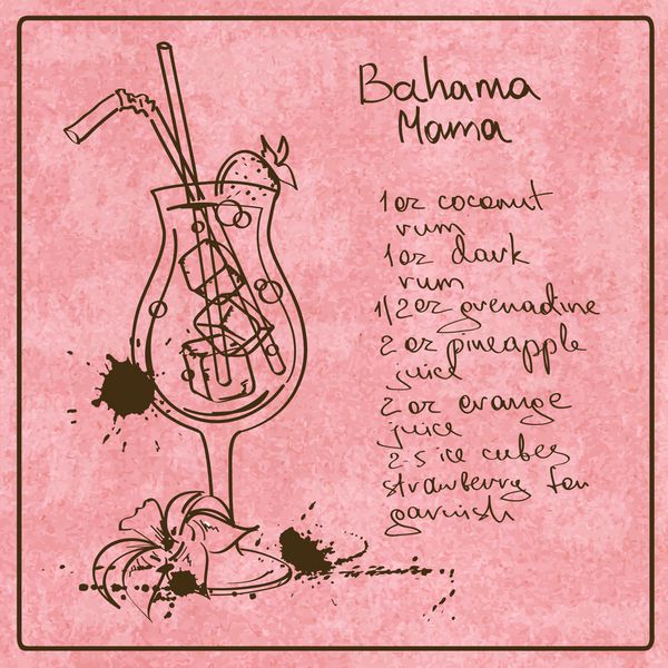 کوکتل باهاما ماما کشیده شده با دست