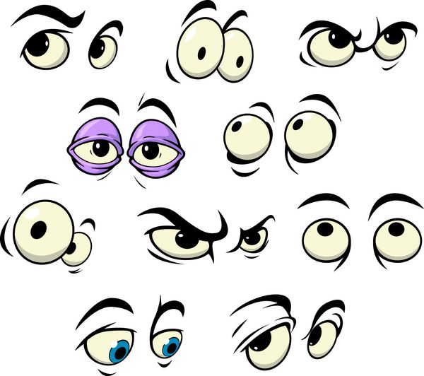 چشم کارتونی با عبارات مختلف