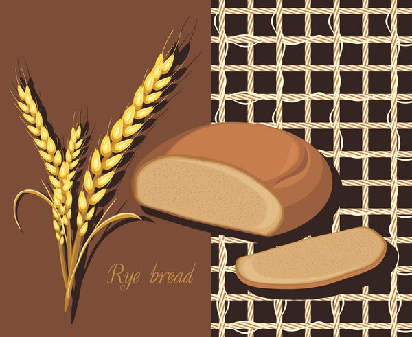 نان چاودار و خوشه گندم برچسب برای طراحی
