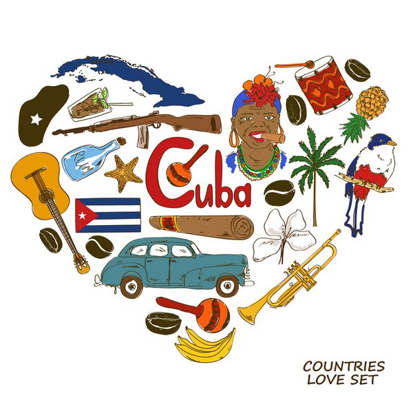 نمادهای کوبایی در مفهوم شکل قلب