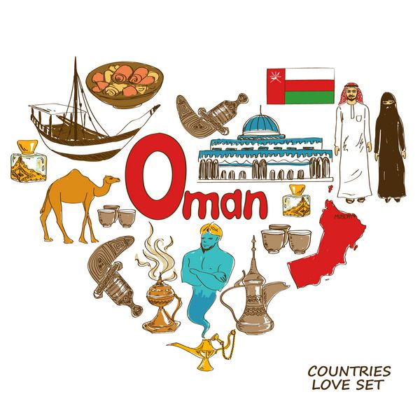 نمادهای عمان در مفهوم شکل قلب