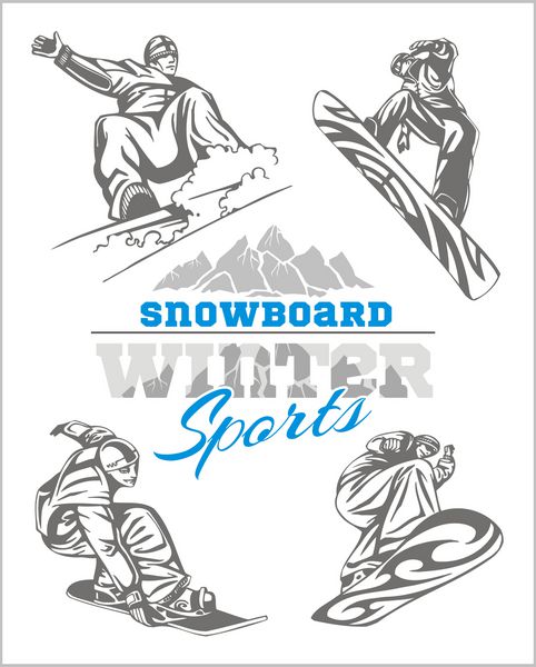 اسنوبرد - ورزش زمستانی تصویر سهام وکتور