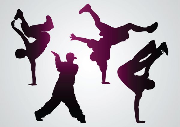 سیلوئت های مشکی Breakdancers