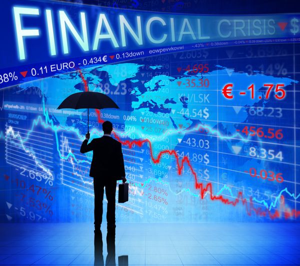 تاجر در مفهوم نمودار اطلاعات بحران مالی