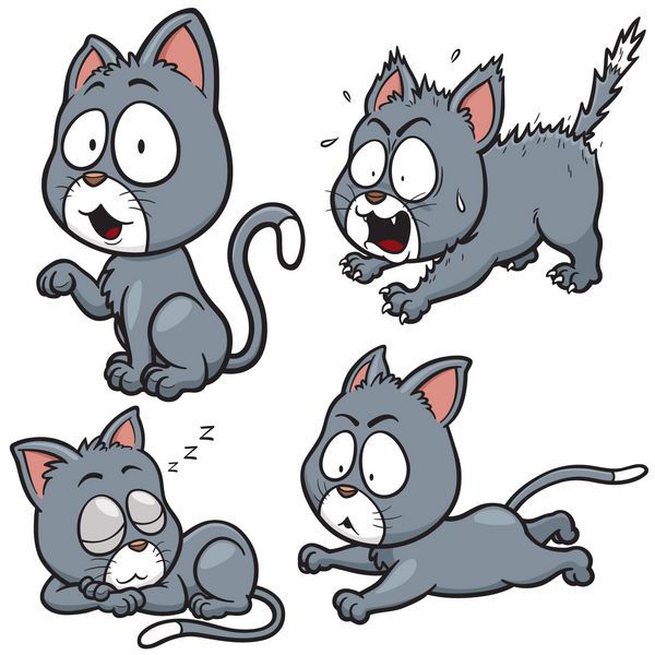 تصویر وکتور مجموعه کارتونی گربه