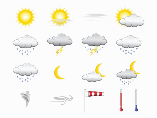 مجموعه ای از نمادهای آب و هوا فایل با فرمت می باشد
