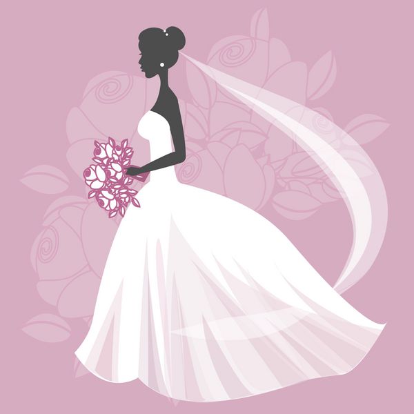 تصویر عروس زیبا که دسته گلی در دست دارد