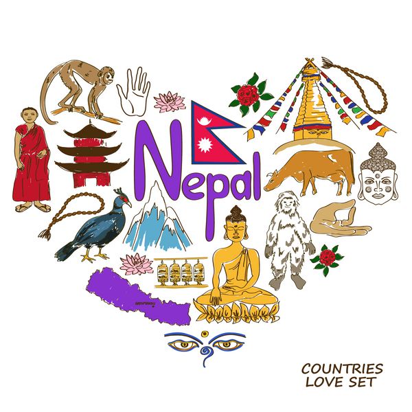 نمادهای نپال در مفهوم شکل قلب