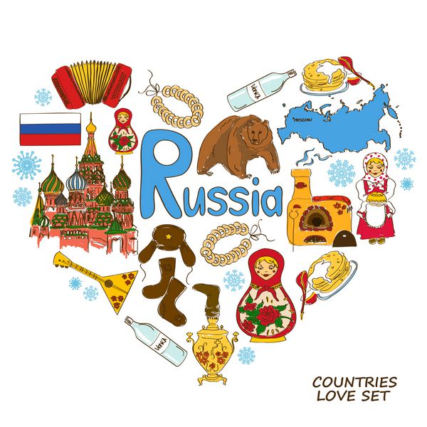 نمادهای روسی در مفهوم شکل قلب