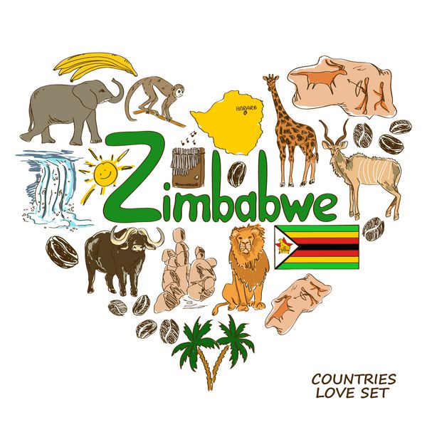 نمادهای زیمبابوه در مفهوم شکل قلب