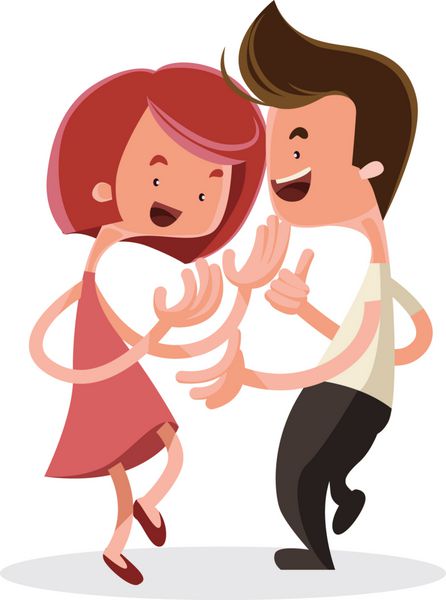 زوج جوان در حال رقص وکتور تصویر شخصیت کارتونی