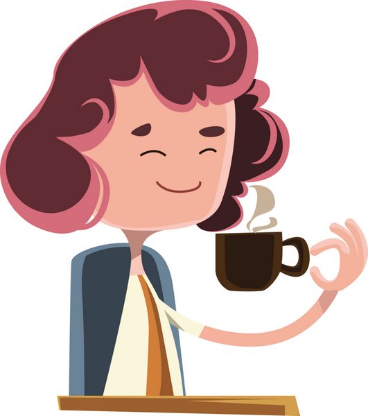 زنان در حال نوشیدن قهوه با تصویر وکتور شخصیت کارتونی