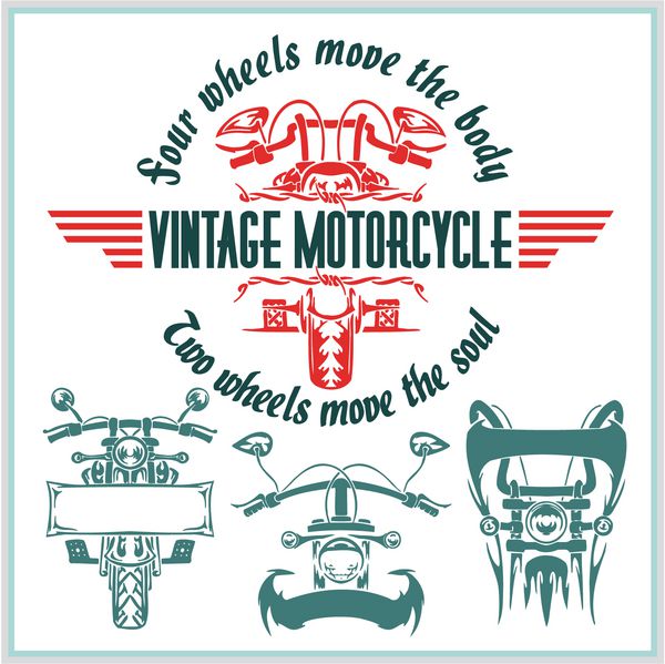 برچسب ها نشان ها و عناصر طراحی موتور سیکلت قدیمی - وکتور